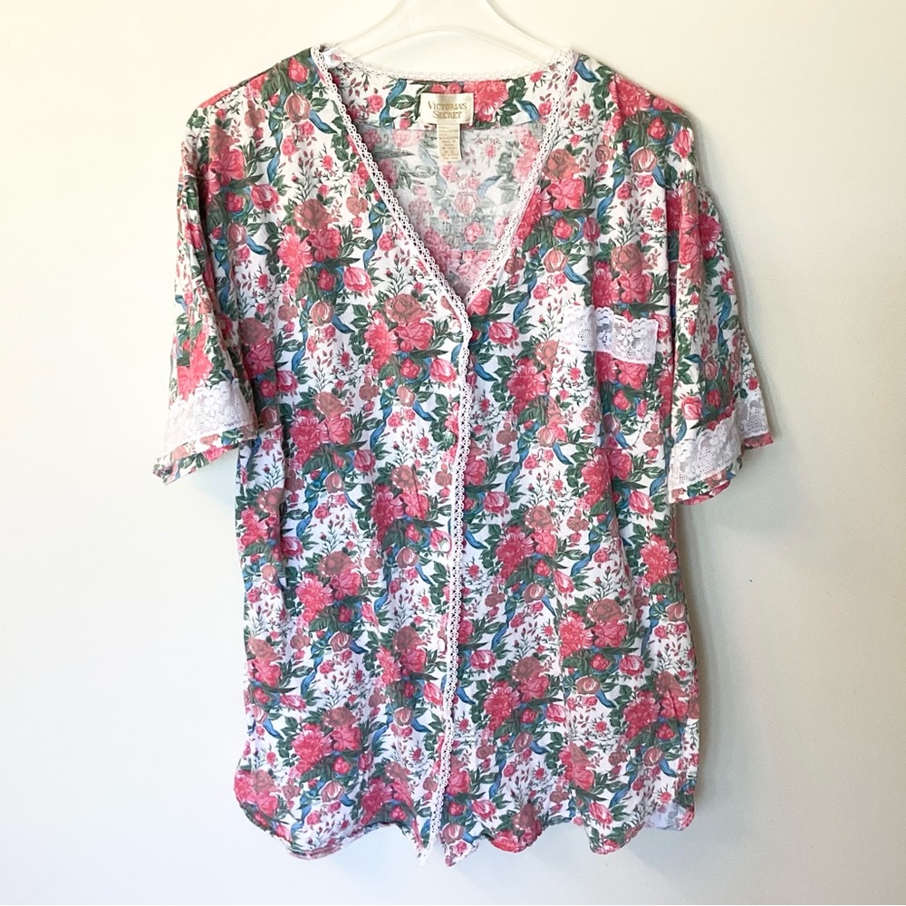 Vintage Victoria’s Secret Gold Label Short Sleeve Floral Pajama Top - S